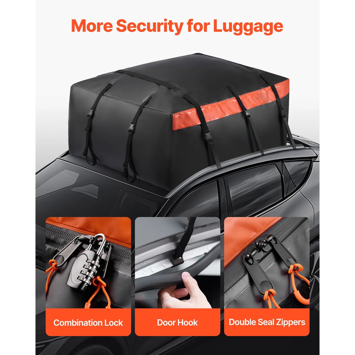 SucceBuy Car Rooftop Cargo Carrier Bag 20/23 Cubic Feet Roof Cargo Carrier 840D PVC Waterproof Car Roof Luggage Bag for Vehicle