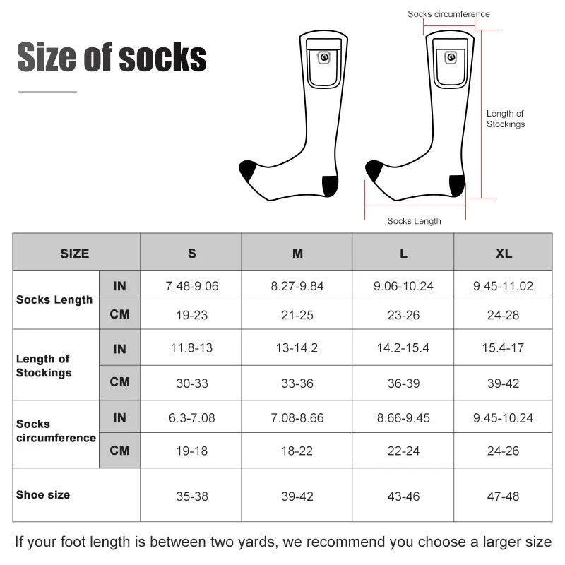Snow Deer Rechargeable Heated Socks For Men Three Heat Settings 40C To 65C