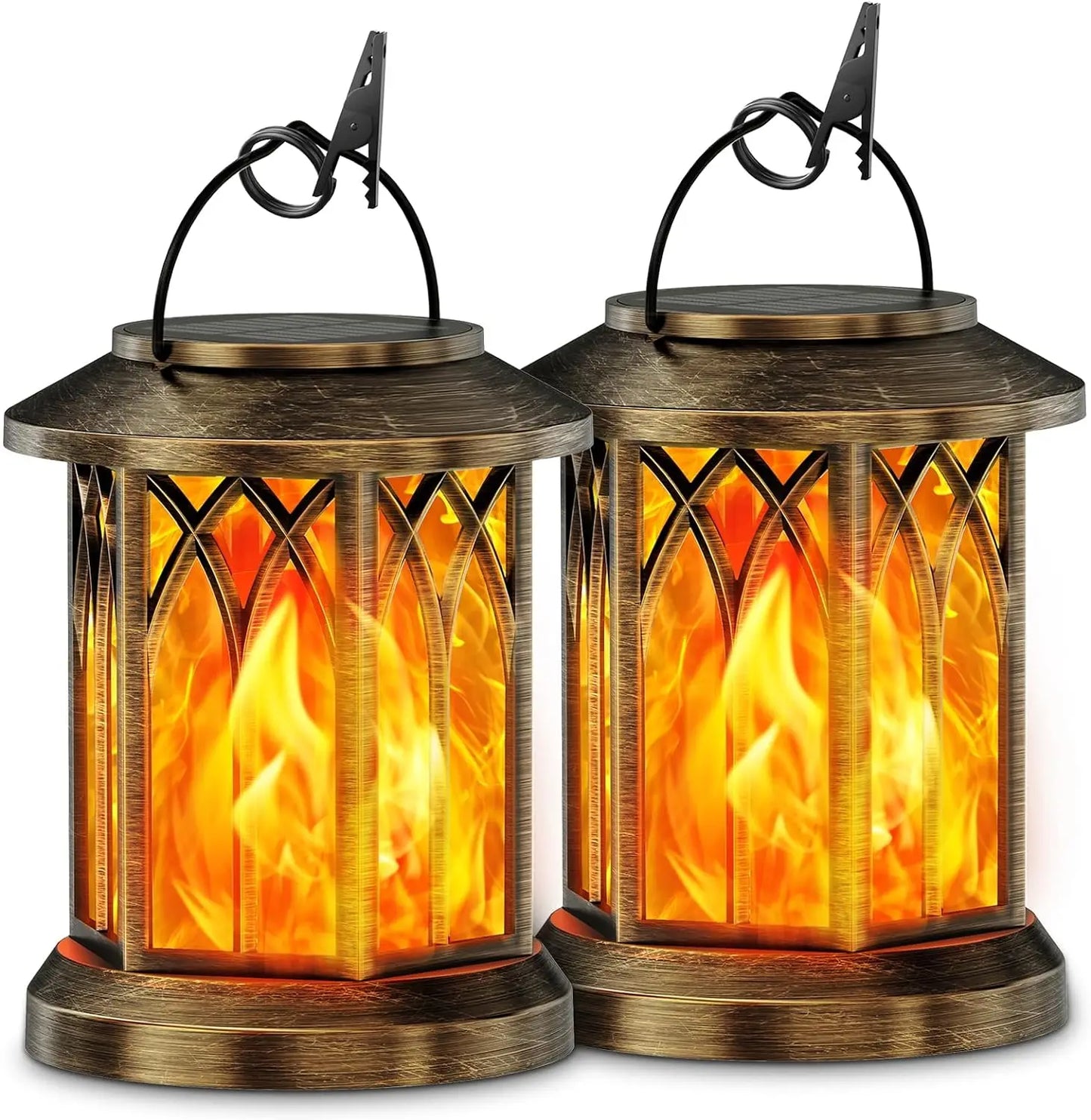 Elevate your evenings with KPSTEK's upgraded flickering flame solar lanterns.