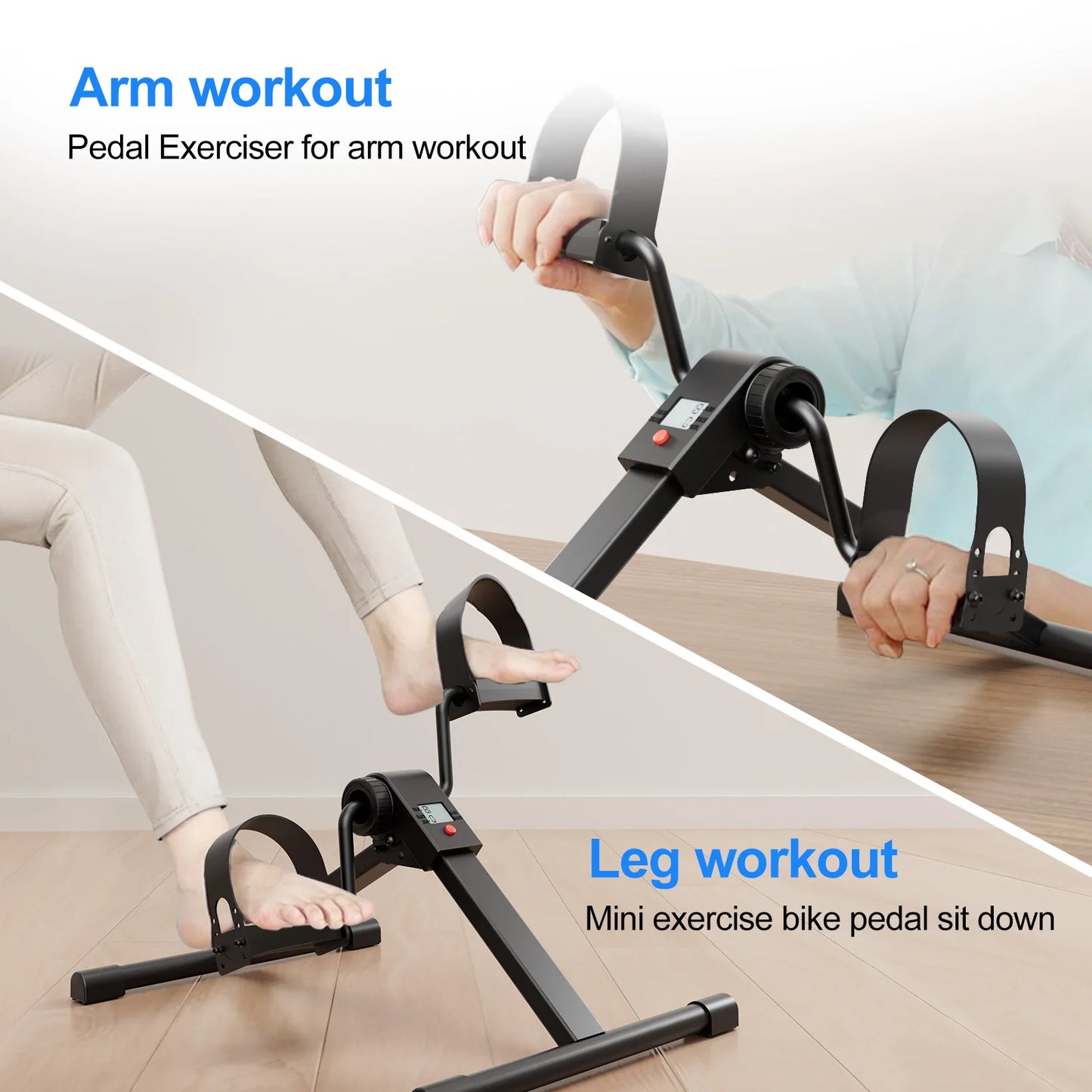 Superun Under Desk Mini Exercise Bike With Folding Pedal Exerciser Display