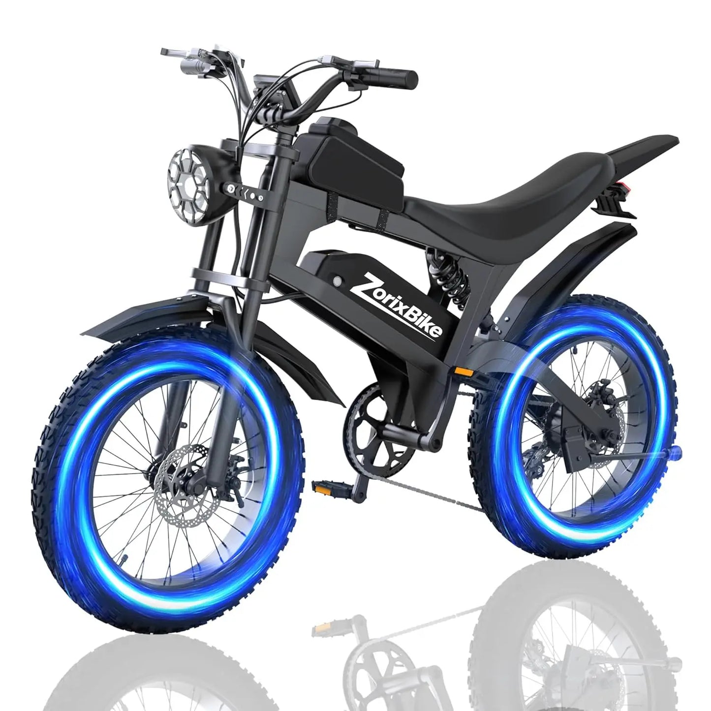 48V 20Ah 1500W Fat Tire Electric Bike 31MPH 80Mi 20x4in 7-Speed UL2849 Off-Road,Customized