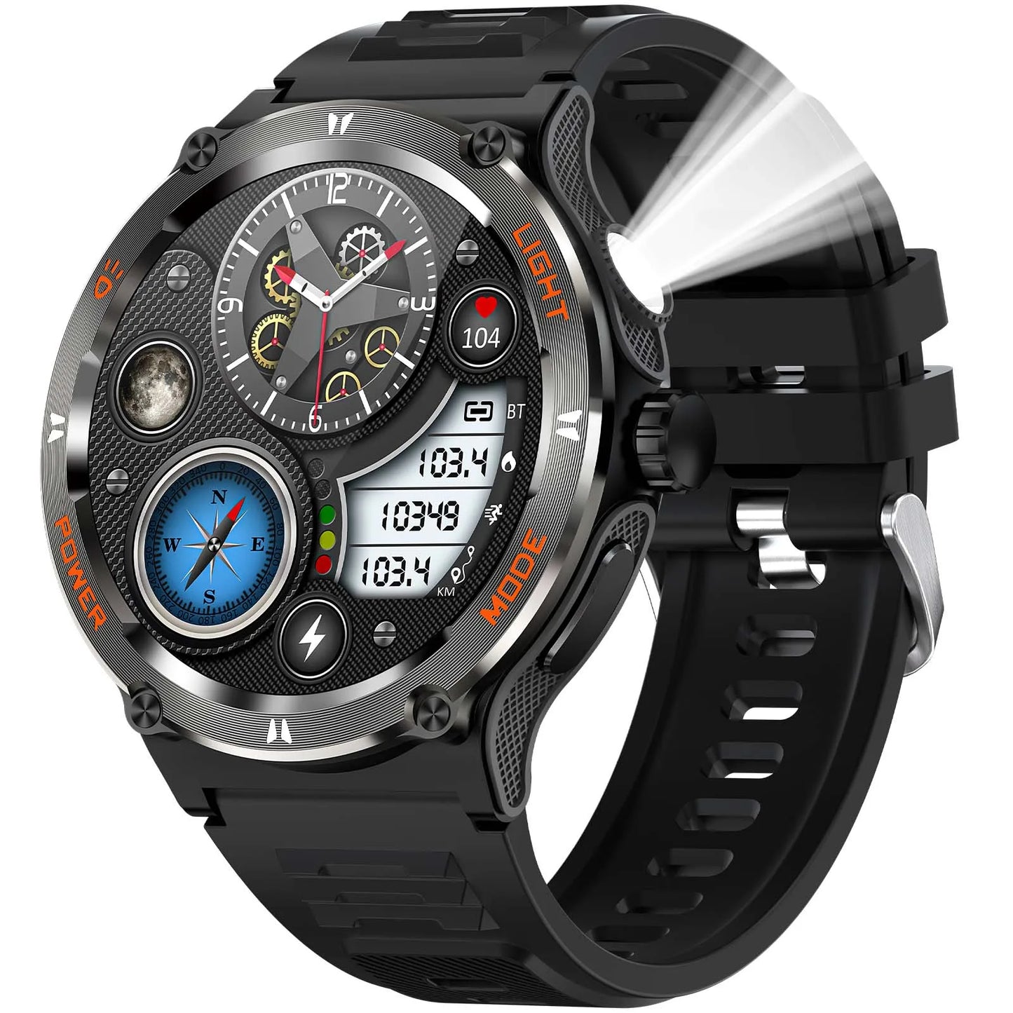 LaNikar Smart Watch KT76 1.53 Inch 3ATM Waterproof Compass Bluetooth Heart Rate
