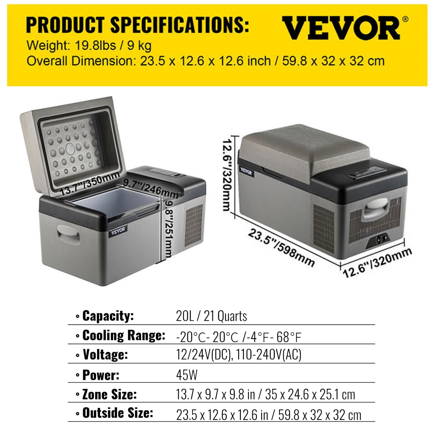 Stay refreshed on every adventure with the VEVOR car refrigerator that keeps your drinks and meals perfectly cold anywhere you roam.