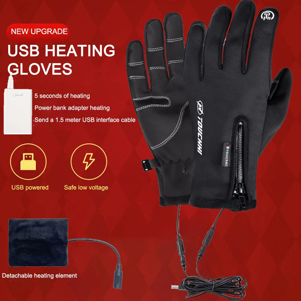 APWIKOGERCN USB Heated Touch Screen Gloves Winter Outdoor Activities