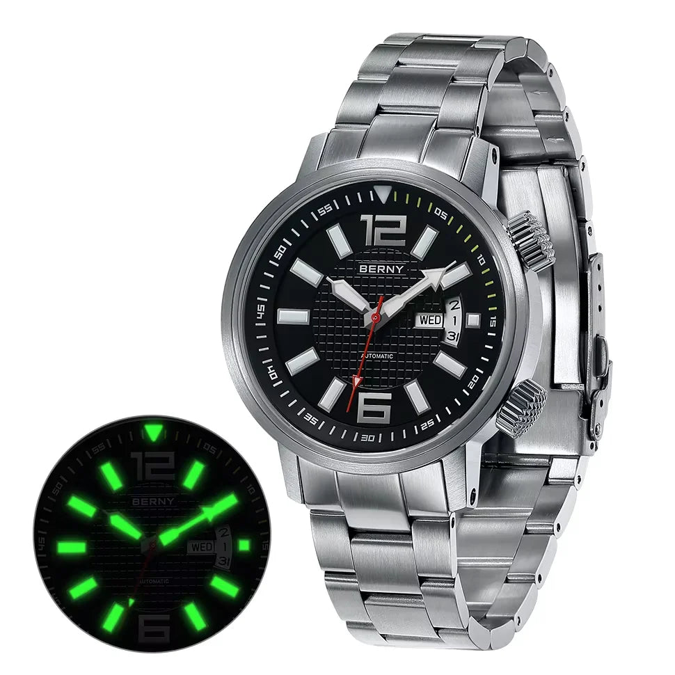 You’ll experience performance and timeless style with the BERNY 20ATM Diver Automatic Mechanical Watch, built to perform wherever you go.