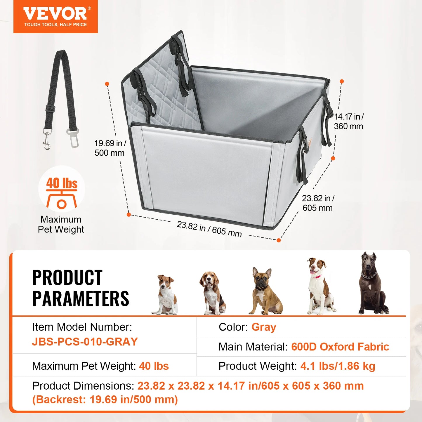 SucceBuy Waterproof Dog Car Seat Booster For Medium To Large Dogs