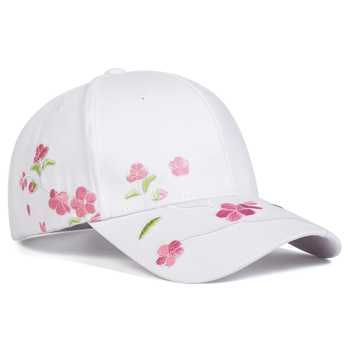 1piece Unisex Peach Blossom Embroidery Baseball Cap Outdoor Adjustable Sunscreen Leisure Hat Spring Autumn Travel Vacation