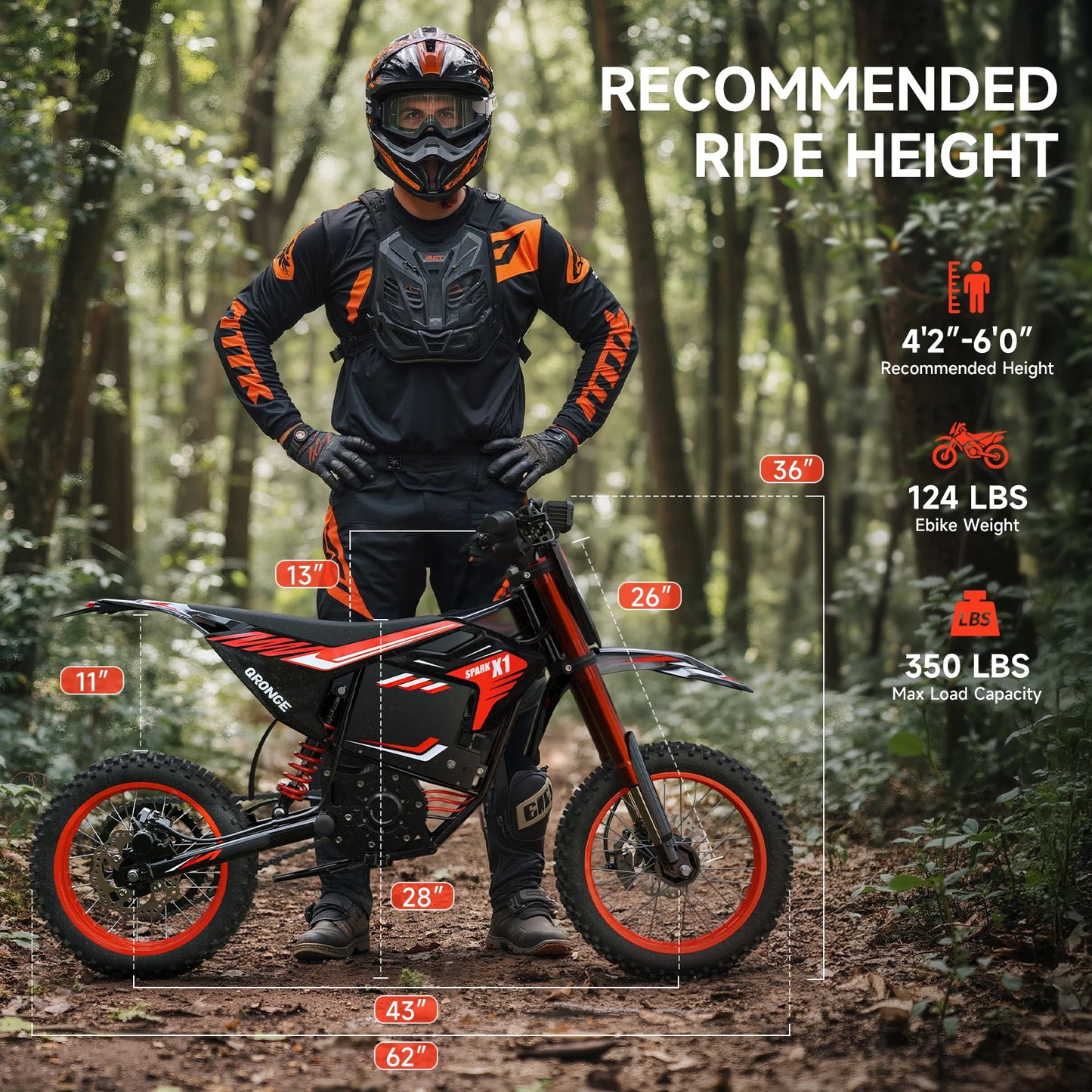 QRONGE X1 Spark Electric Dirt Bike 4500W Peak 60V 60 Mile Range