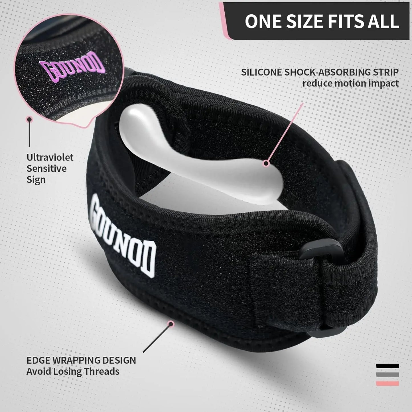 Relieve knee pain fast with GOUNOD Patella Knee Straps that stay in place during workouts and everyday activities.