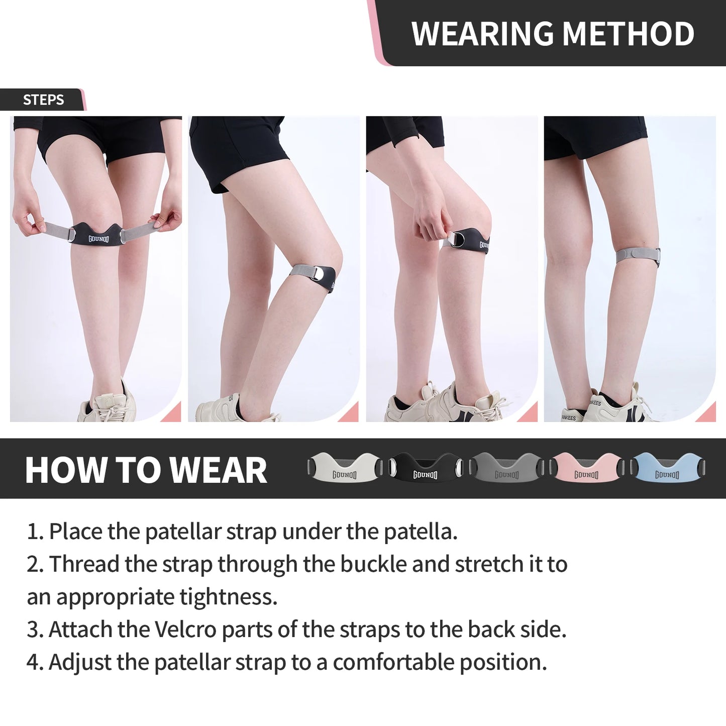 GOUNOD Silicone Patellar Tendon Knee Support Strap Pain Relief