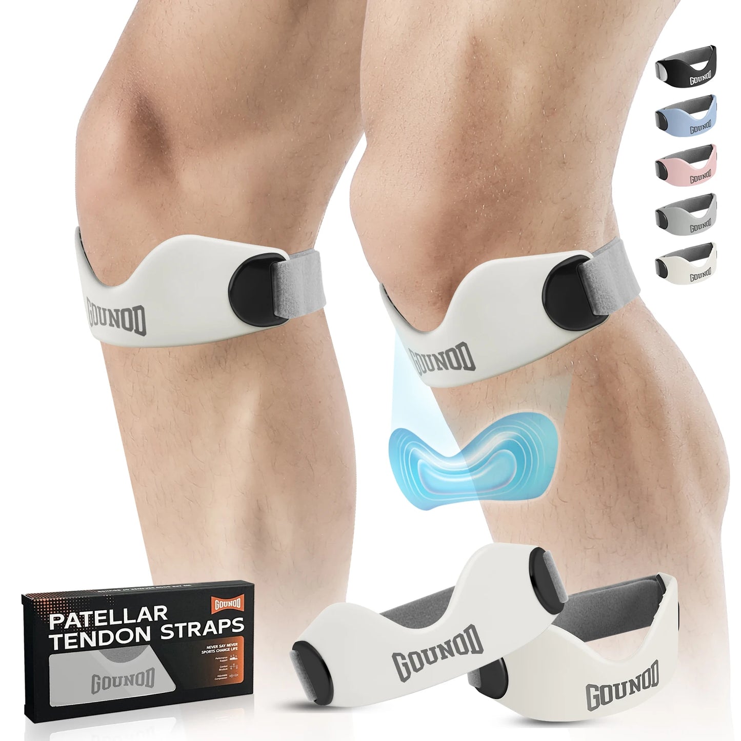 GOUNOD Silicone Patellar Tendon Knee Support Strap Pain Relief