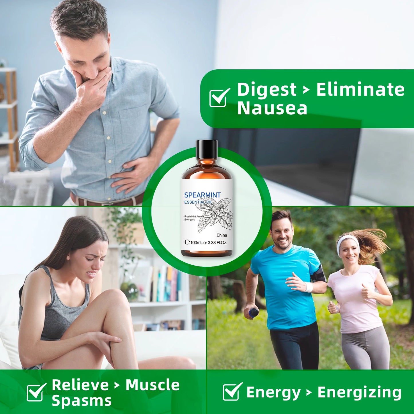 Experience a luxurious, versatile aroma that enhances your diffuser routines, spa at home, and massage sessions with HIQILI Spearmint Vanilla Rose Cinnamon Lemon Essential Oil.