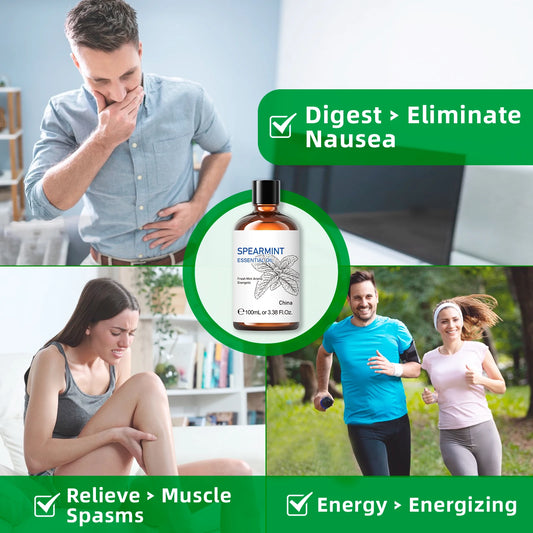 Experience a luxurious, versatile aroma that enhances your diffuser routines, spa at home, and massage sessions with HIQILI Spearmint Vanilla Rose Cinnamon Lemon Essential Oil.