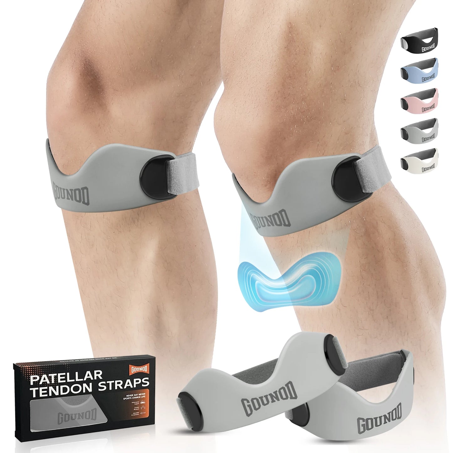 GOUNOD Silicone Patellar Tendon Knee Support Strap Pain Relief