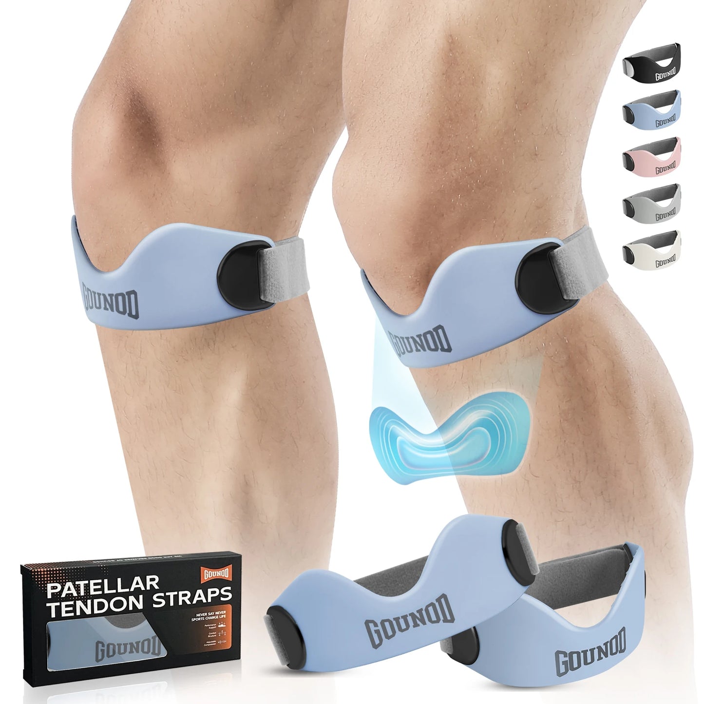 GOUNOD Silicone Patellar Tendon Knee Support Strap Pain Relief