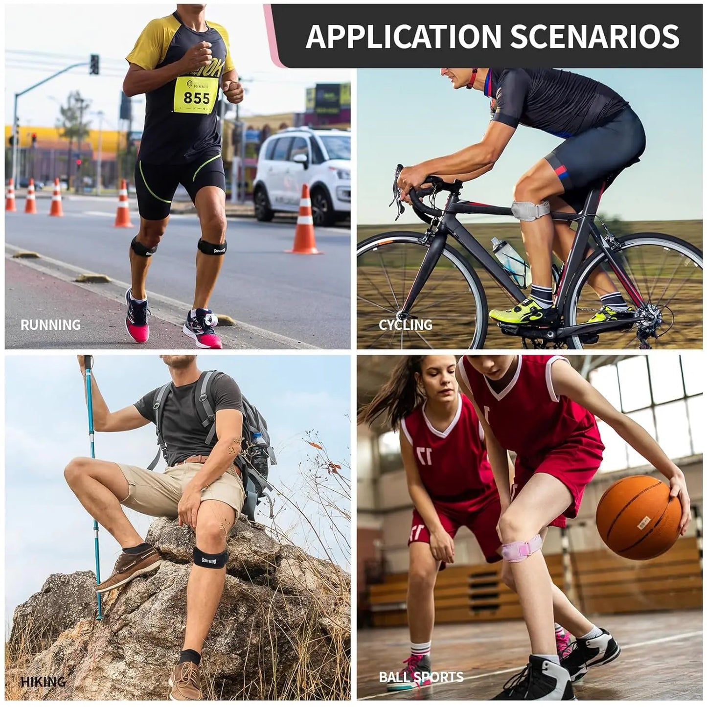 Relieve knee pain fast with GOUNOD Patella Knee Straps that stay in place during workouts and everyday activities.