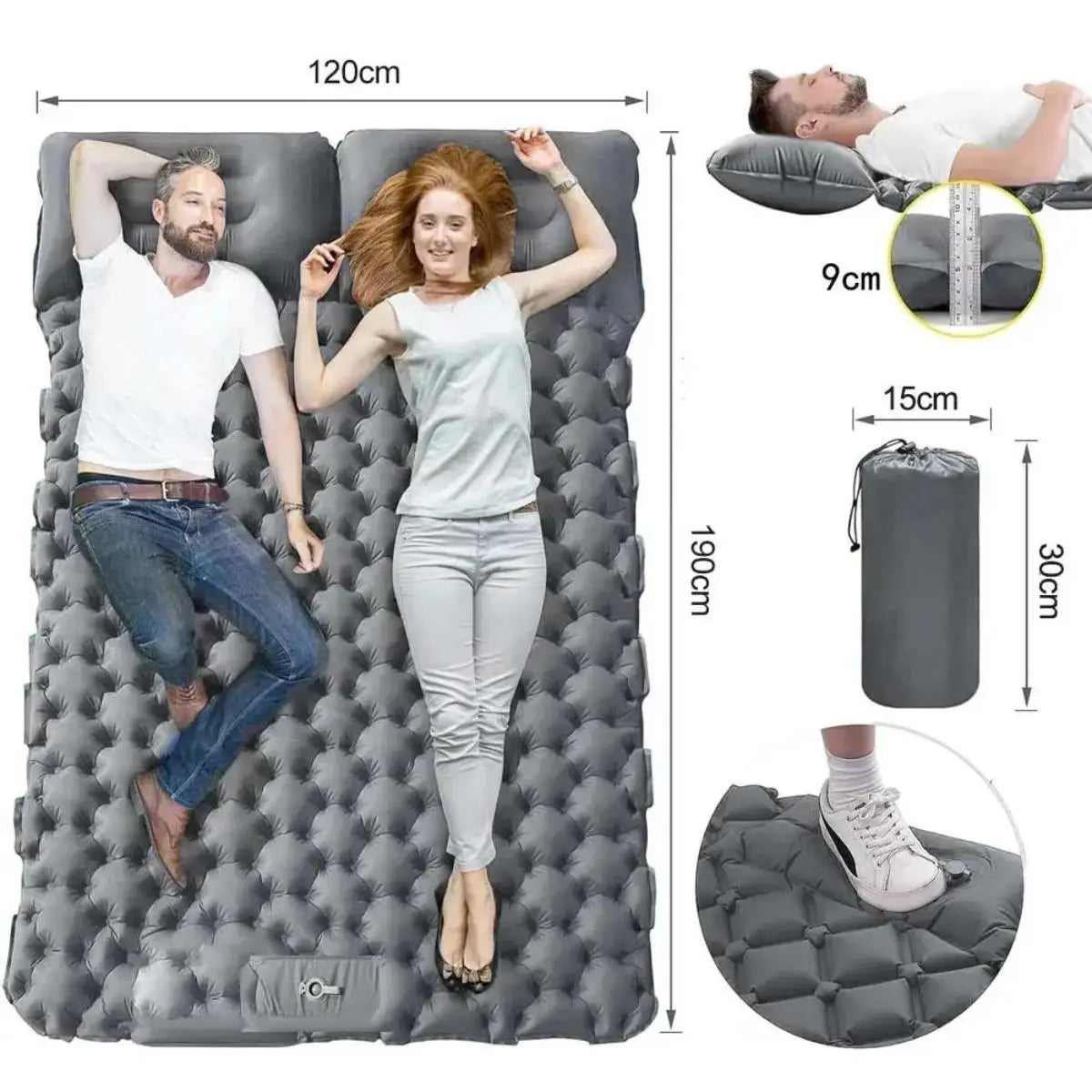 Single & Double Inflatable Air Mattress, Foldable Camping Sleeping Pad with Pillow, Moisture-proof, Waterproof & Lightweight Outdoor Sleeping Mat, Perfect for Camping, Travel and Hiking