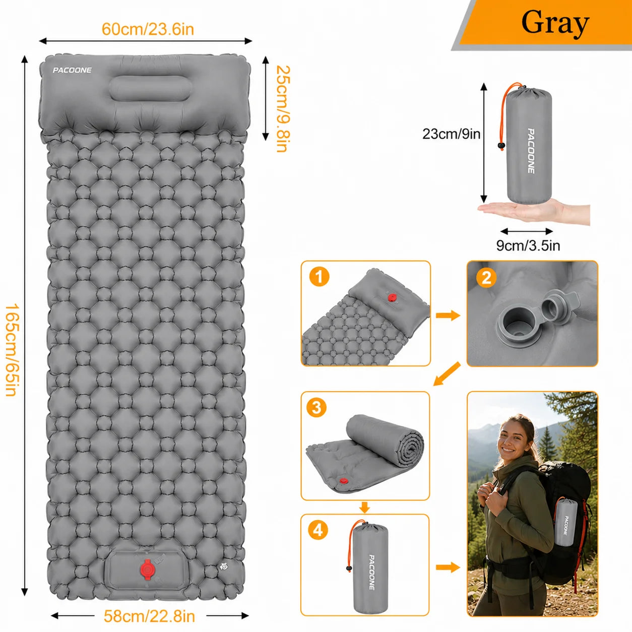 Single & Double Inflatable Air Mattress, Foldable Camping Sleeping Pad with Pillow, Moisture-proof, Waterproof & Lightweight Outdoor Sleeping Mat, Perfect for Camping, Travel and Hiking