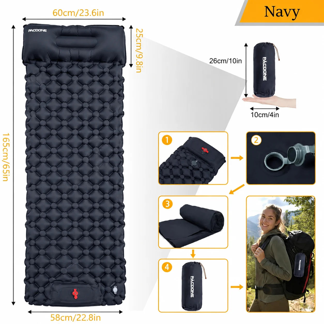 Single & Double Inflatable Air Mattress, Foldable Camping Sleeping Pad with Pillow, Moisture-proof, Waterproof & Lightweight Outdoor Sleeping Mat, Perfect for Camping, Travel and Hiking