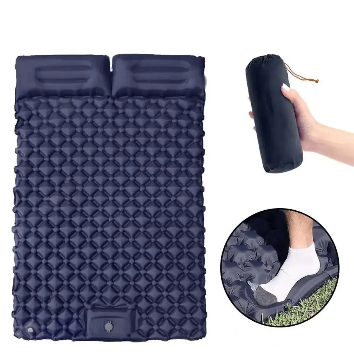 Single & Double Inflatable Air Mattress, Foldable Camping Sleeping Pad with Pillow, Moisture-proof, Waterproof & Lightweight Outdoor Sleeping Mat, Perfect for Camping, Travel and Hiking