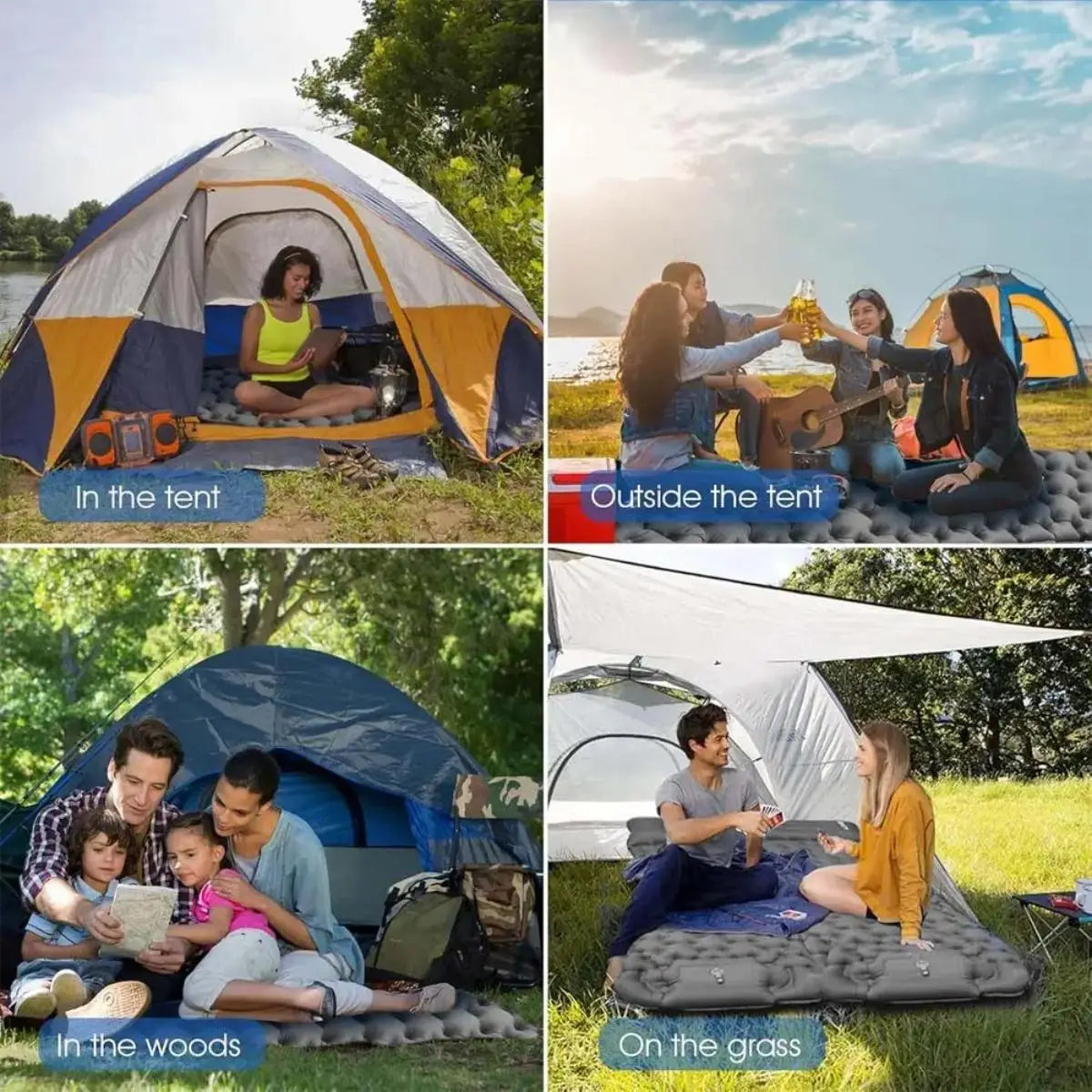 Single & Double Inflatable Air Mattress, Foldable Camping Sleeping Pad with Pillow, Moisture-proof, Waterproof & Lightweight Outdoor Sleeping Mat, Perfect for Camping, Travel and Hiking