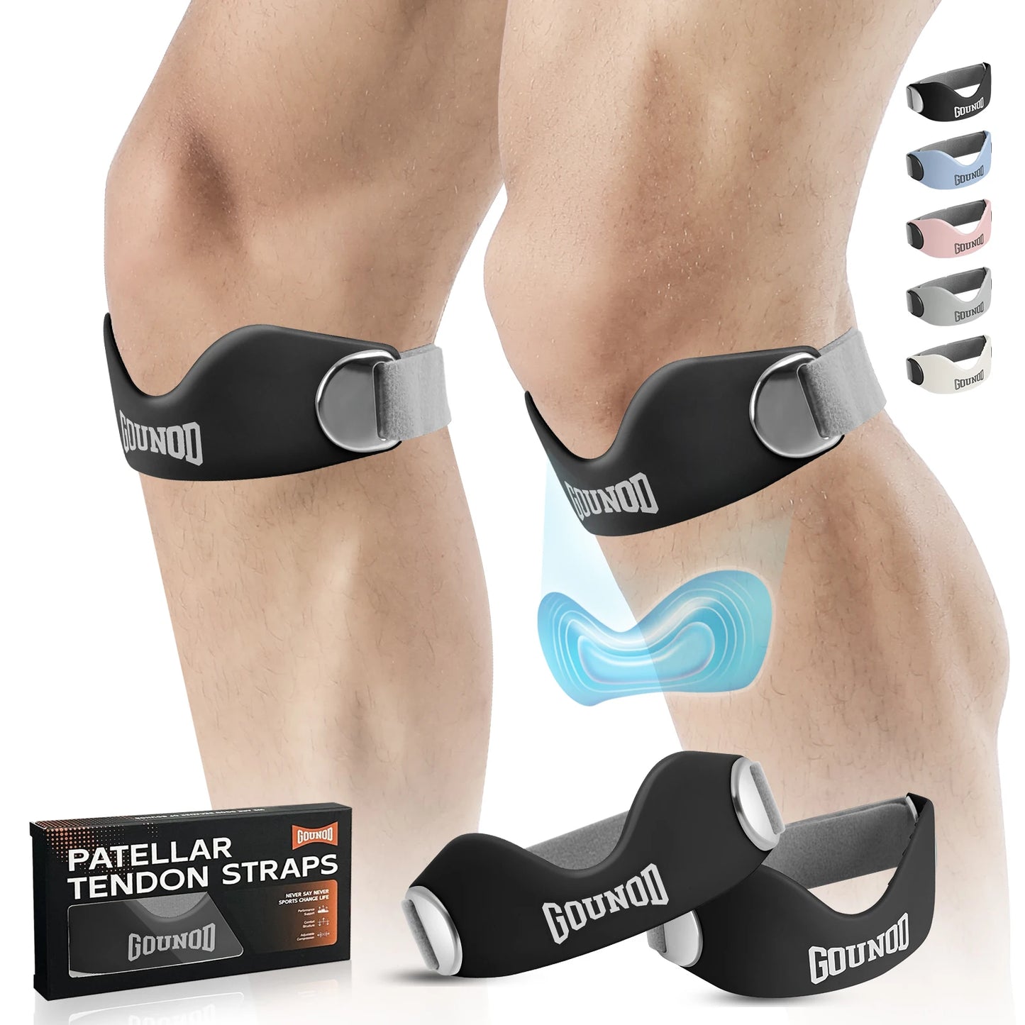 GOUNOD Silicone Patellar Tendon Knee Support Strap Pain Relief