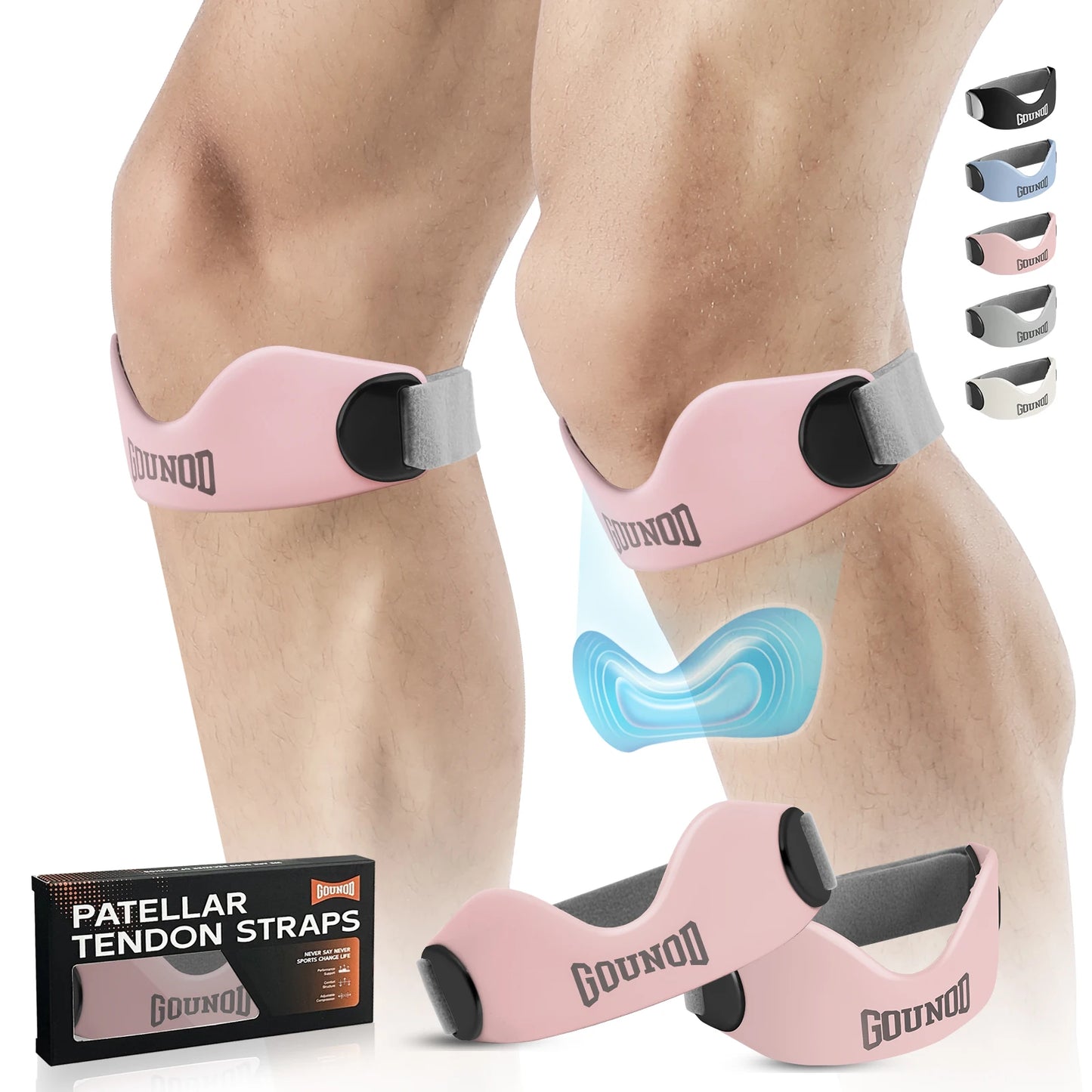 GOUNOD Silicone Patellar Tendon Knee Support Strap Pain Relief