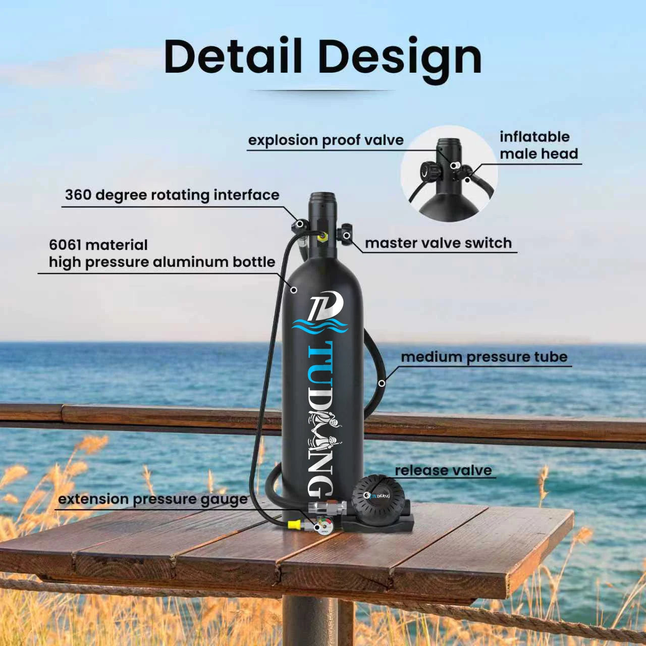 Experience longer underwater work sessions with the TUDIVING S700Plus portable scuba cylinder, a compact, dependable companion that keeps your breath steady when you need it most.