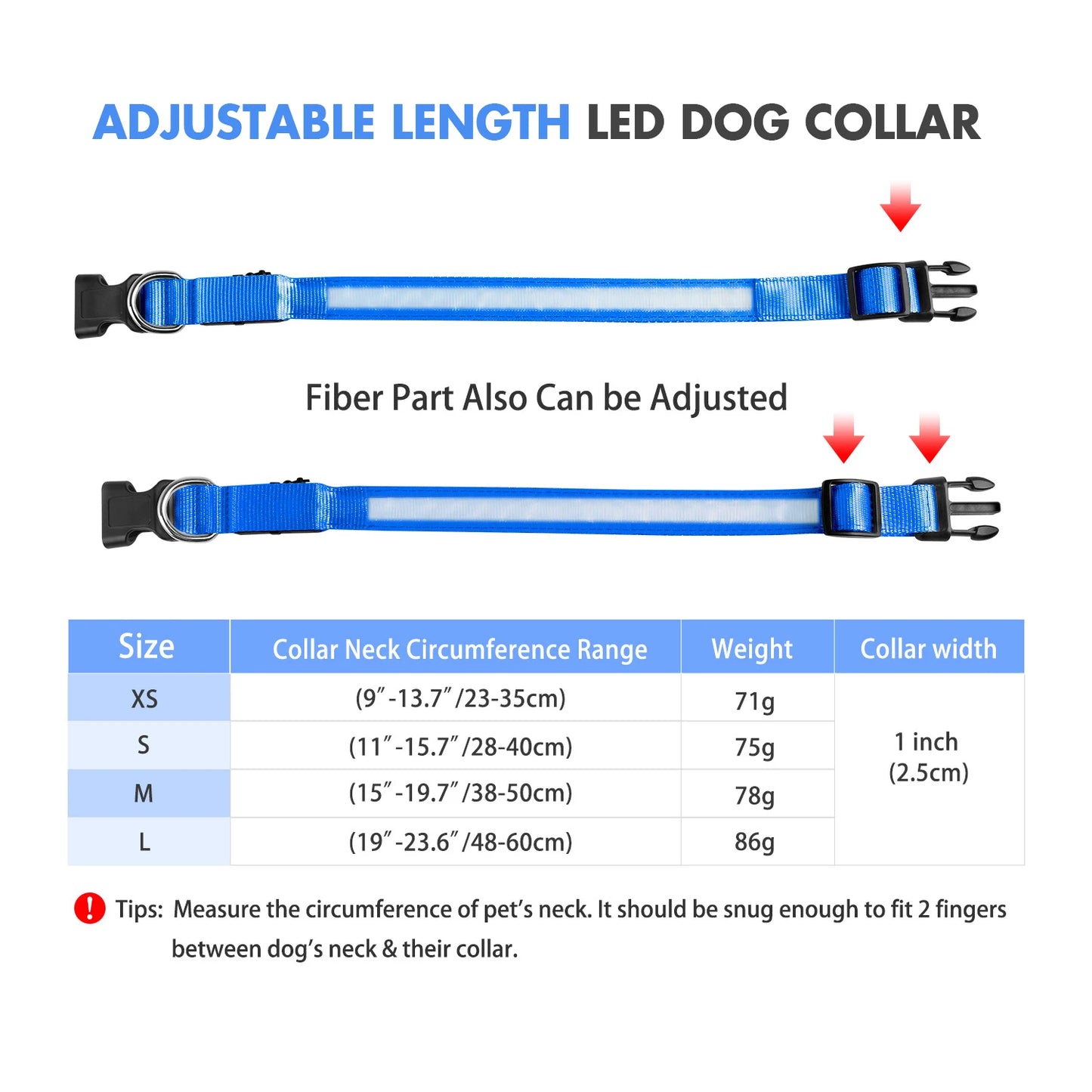 Light up every walk with the MASBRILL Luminous Dog Collar, a waterproof safety collar that keeps your dog highly visible and securely reassured in low light.