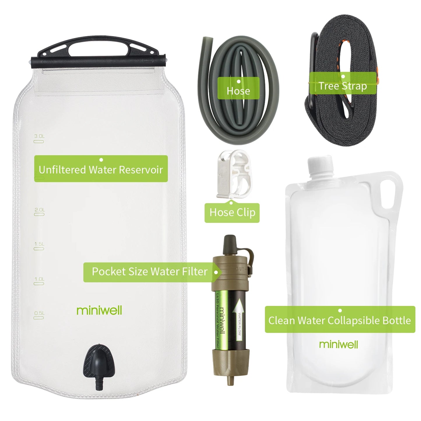 Stay prepared on every outdoor adventure with the Miniwell L630 Personal Camping Purification Water Filter Straw.