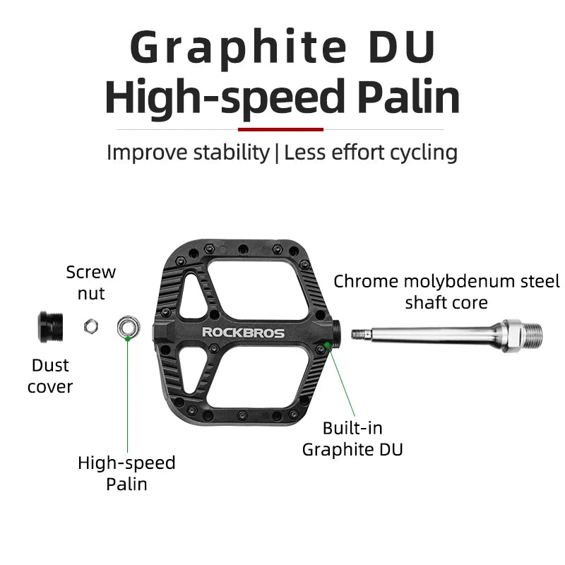 Upgrade your ride with ROCKBROS ultralight pedals that blend grip, durability, and performance for every BMX, MTB, or road stint, delivering reliable power transfer, smooth rotation, and confidence on rough trails.
