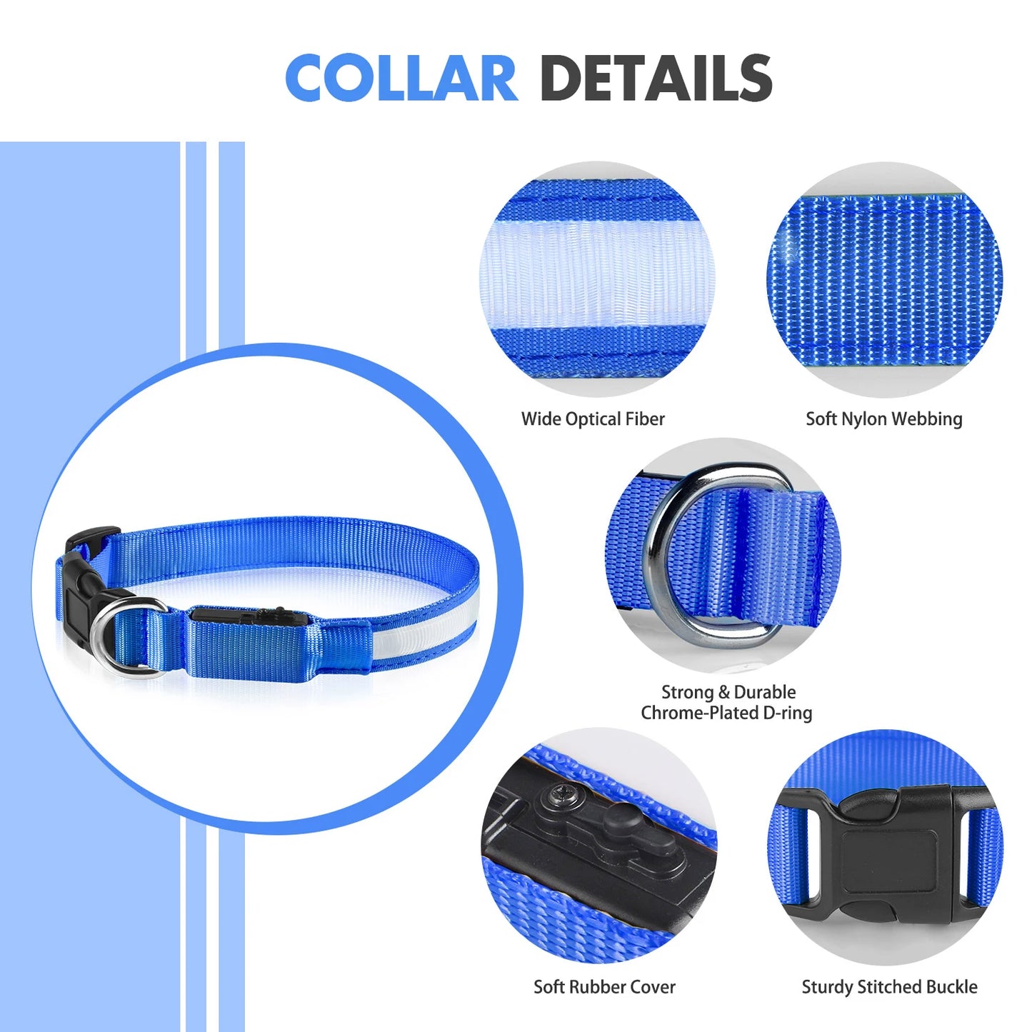 Light up every walk with the MASBRILL Luminous Dog Collar, a waterproof safety collar that keeps your dog highly visible and securely reassured in low light.