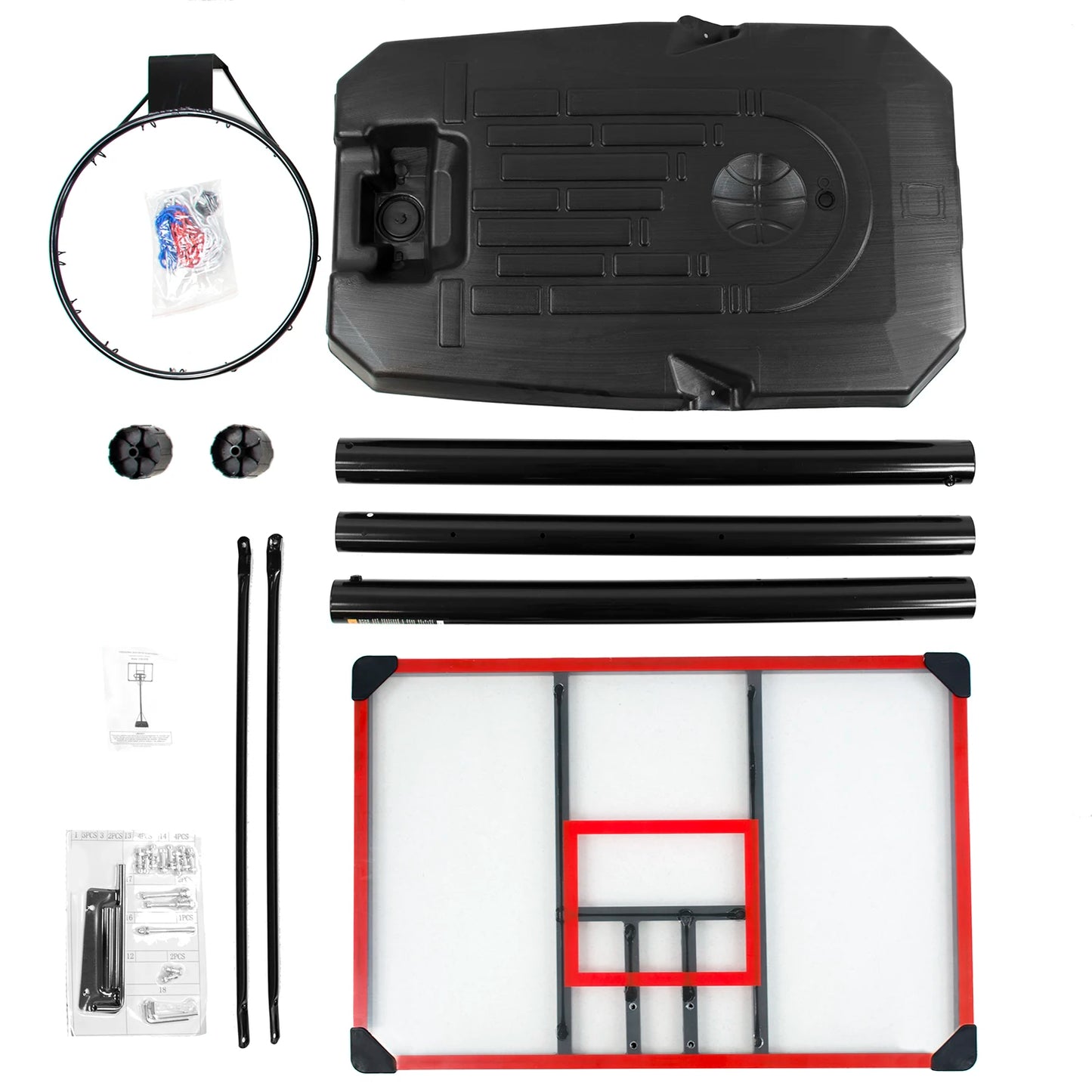 Muchan Outdoor Mobile Basketball Stand 110x70cm Backboard Adjustable