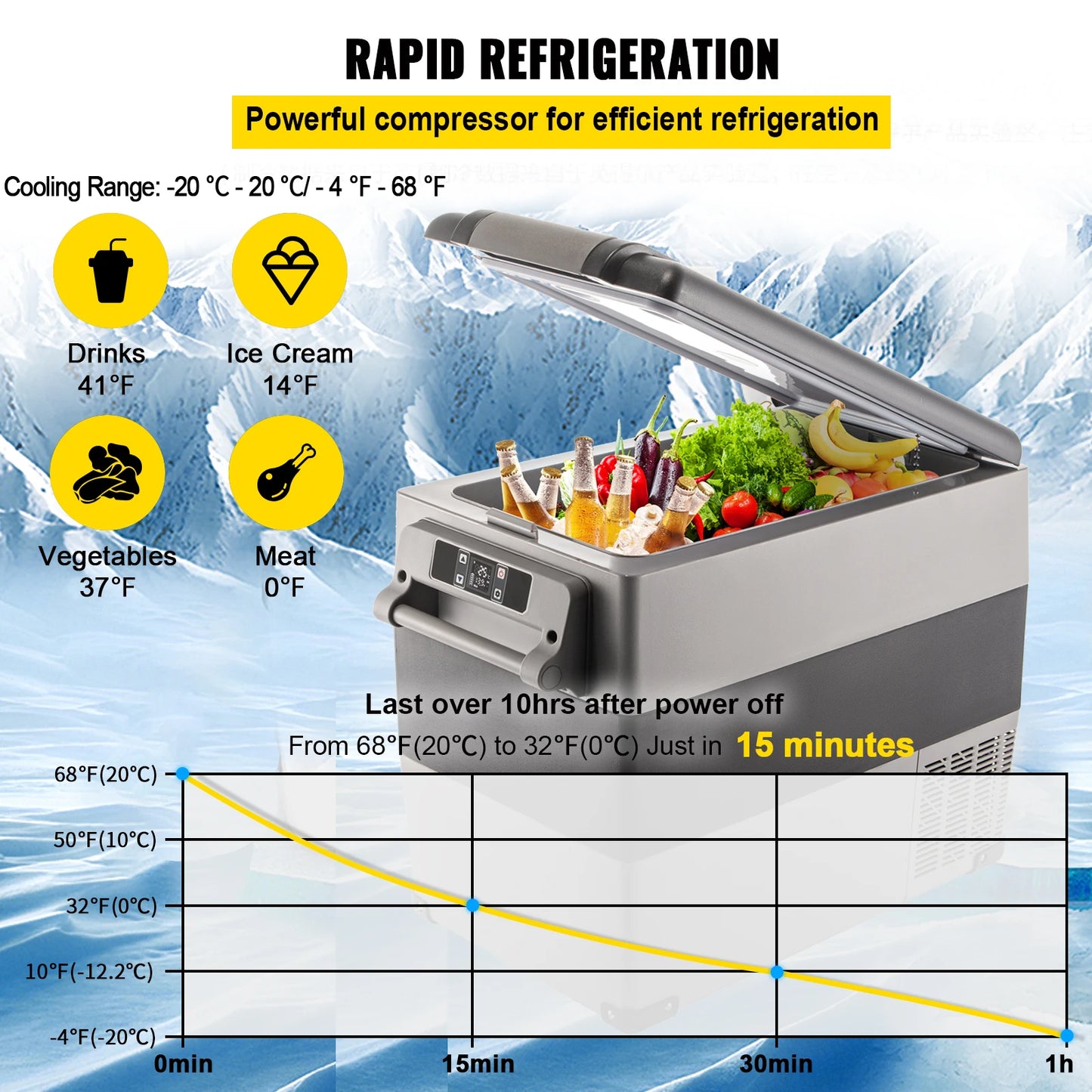 Stay refreshed on every adventure with the VEVOR car refrigerator that keeps your drinks and meals perfectly cold anywhere you roam.