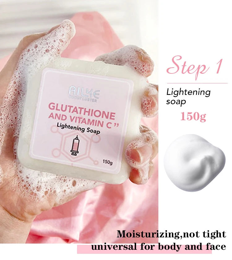 Reveal a brighter, smoother you with the AILKE Glutathione and Vitamin C Kit, a spa-inspired routine designed to brighten, hydrate, and protect your skin.