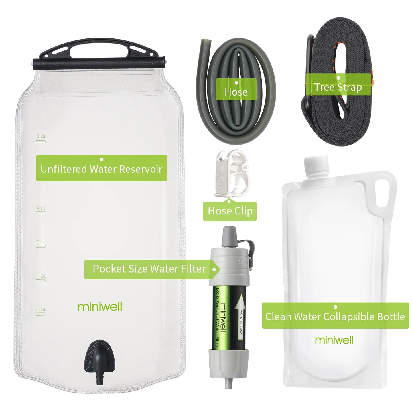 Stay prepared on every outdoor adventure with the Miniwell L630 Personal Camping Purification Water Filter Straw.