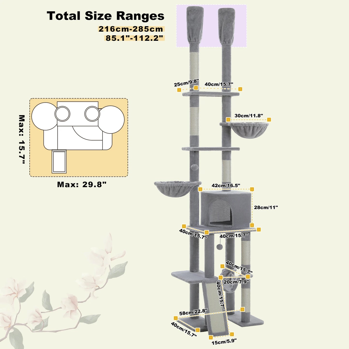 Elevate your cat’s playtime with PAWZ Road Floor to Ceiling Cat Tree.