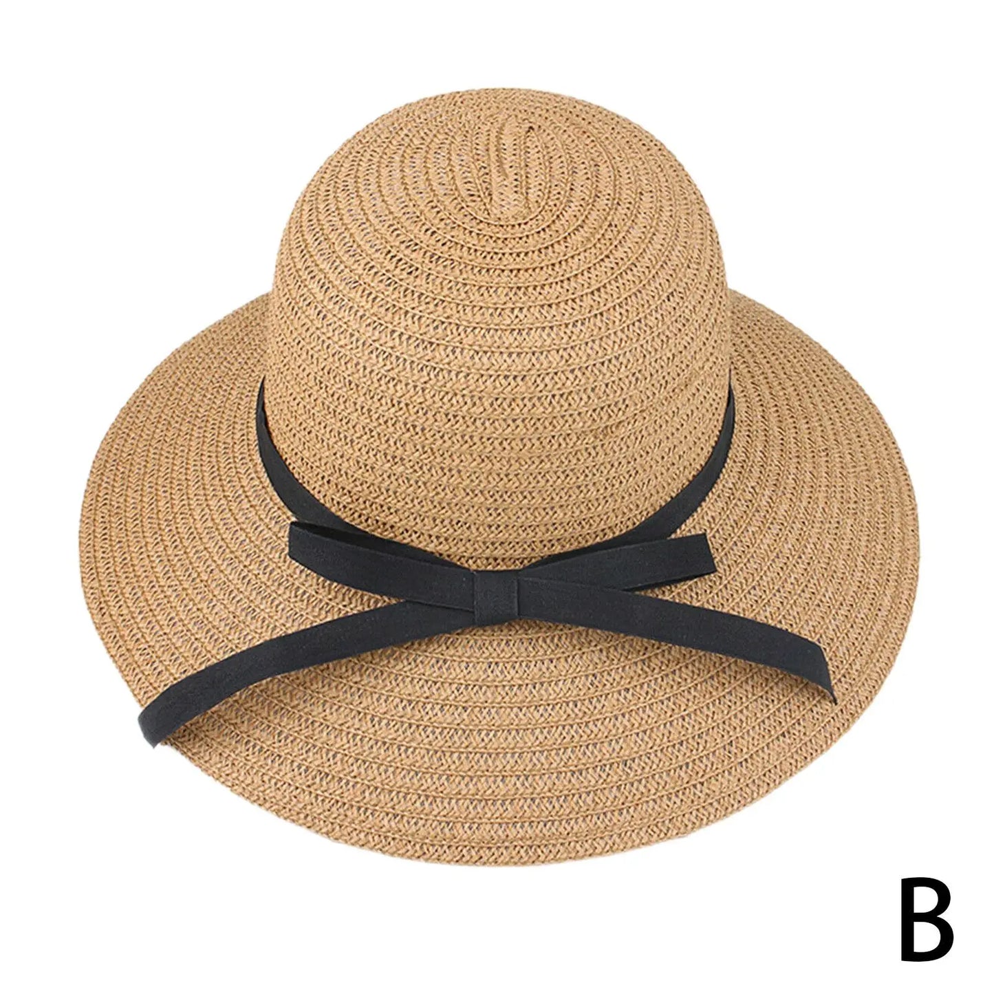 Summer straw hat,large wide brim,foldable beach sun hat, straw woven drooping brim UV protection ladies outdoor travel straw hat