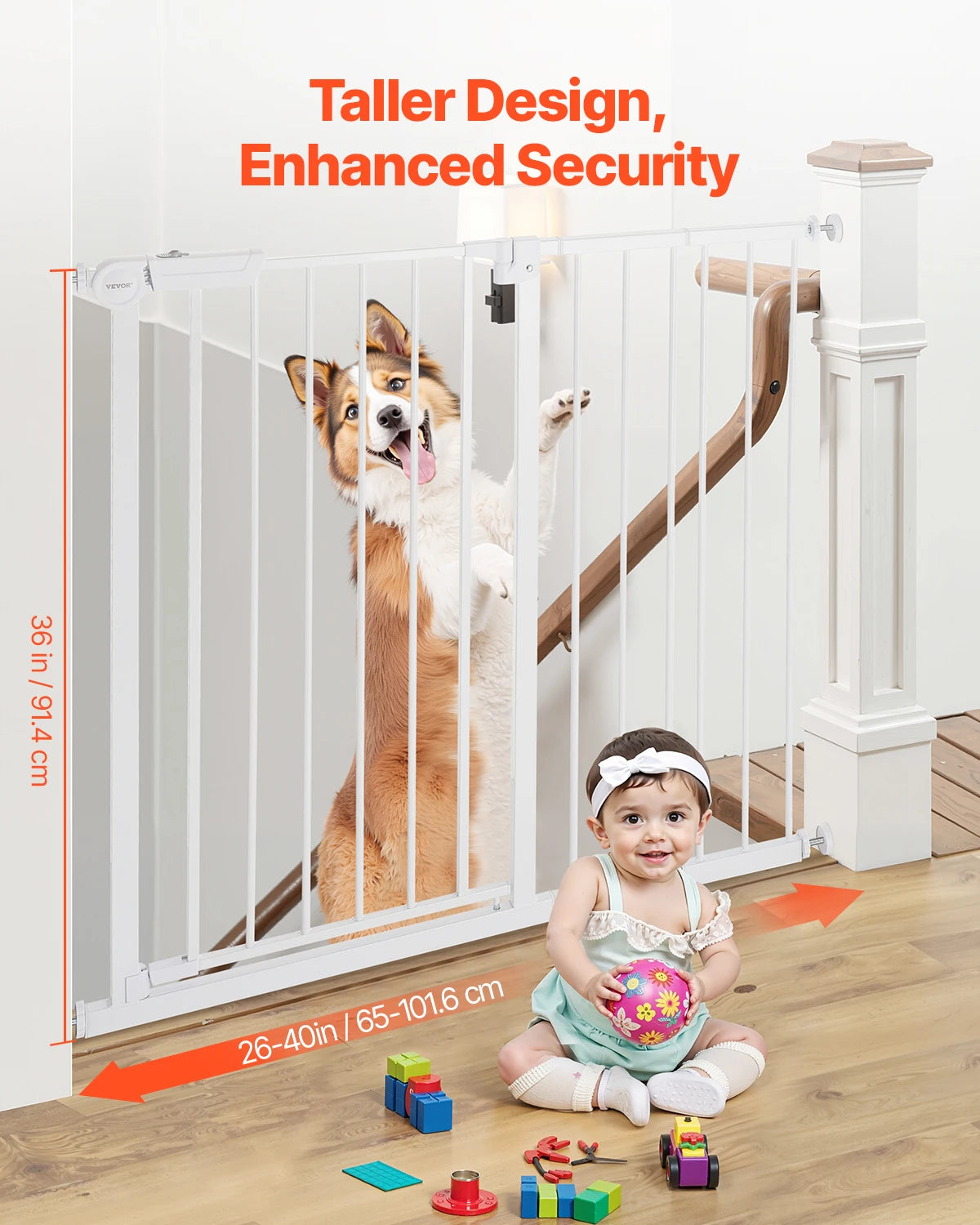 SucceBuy Baby Gate 28 30 36 Inches High Walk Through Pressure Mount