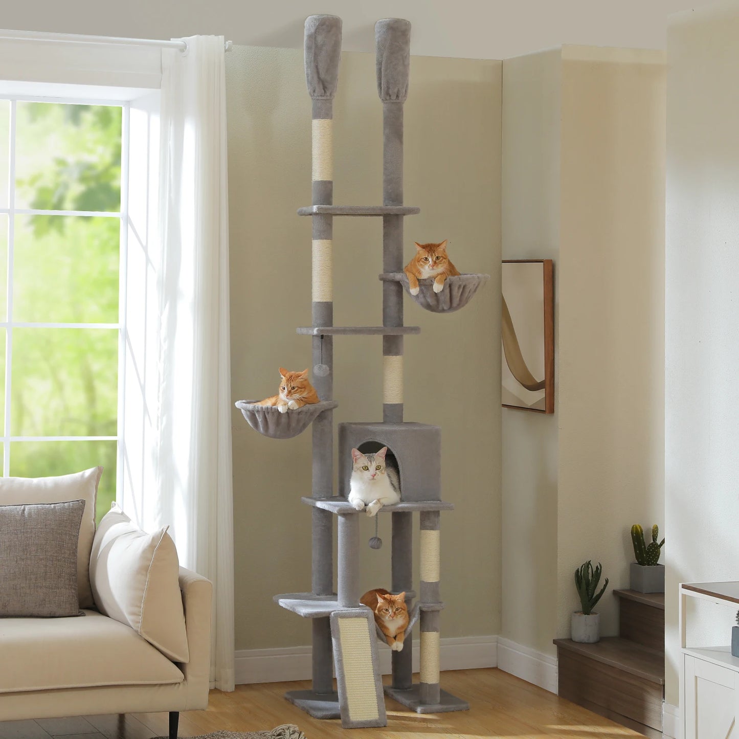 Elevate your cat’s playtime with PAWZ Road Floor to Ceiling Cat Tree.
