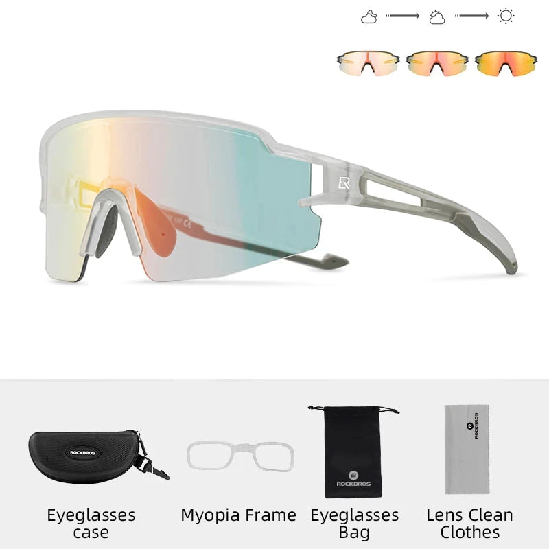 Ride farther and faster with ROCKBROS cycling glasses that adapt to every light condition.