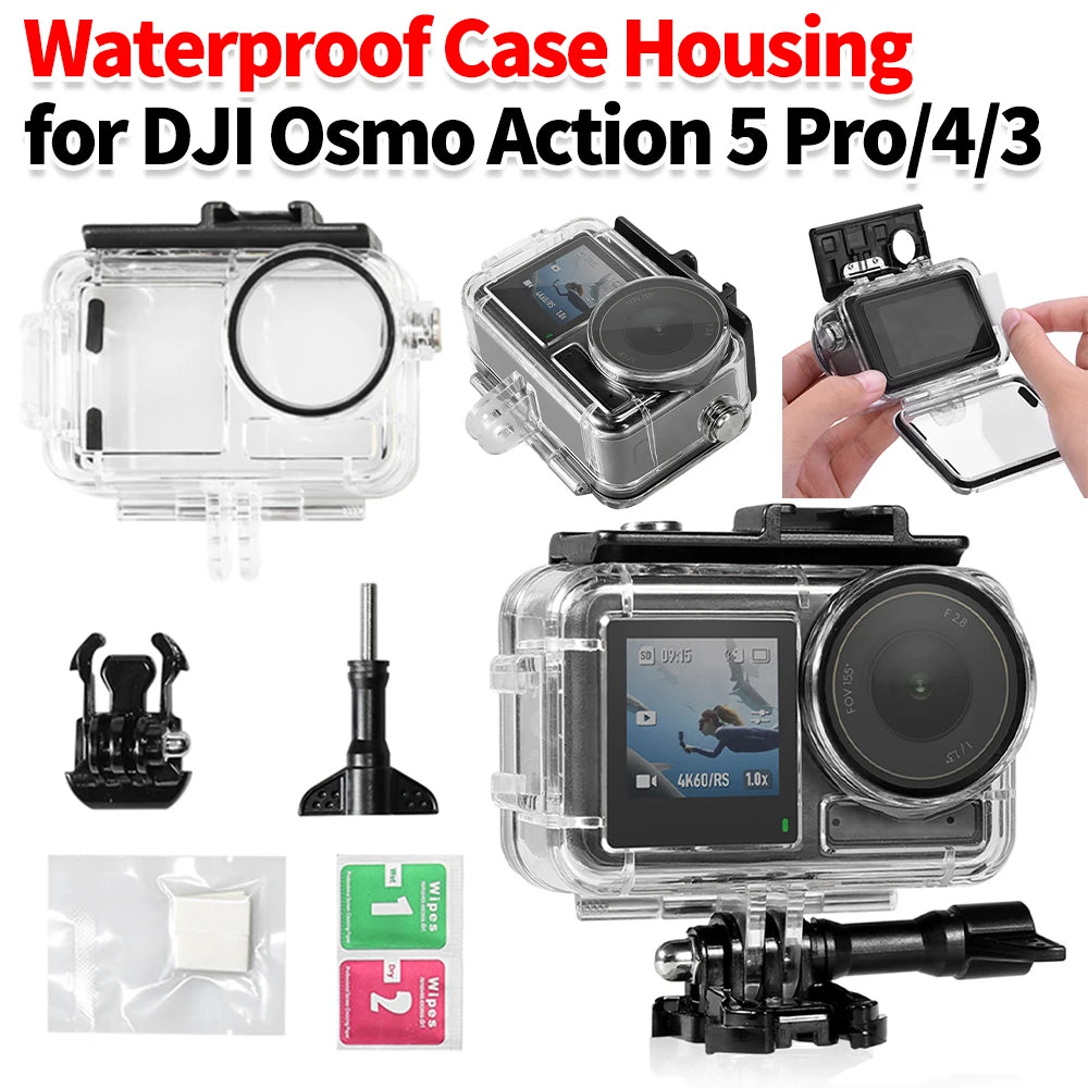 You can conquer the ocean depths with Alloyseed's 60M waterproof diving housing for your DJI Osmo Action, keeping your footage crystal clear and your camera safe.