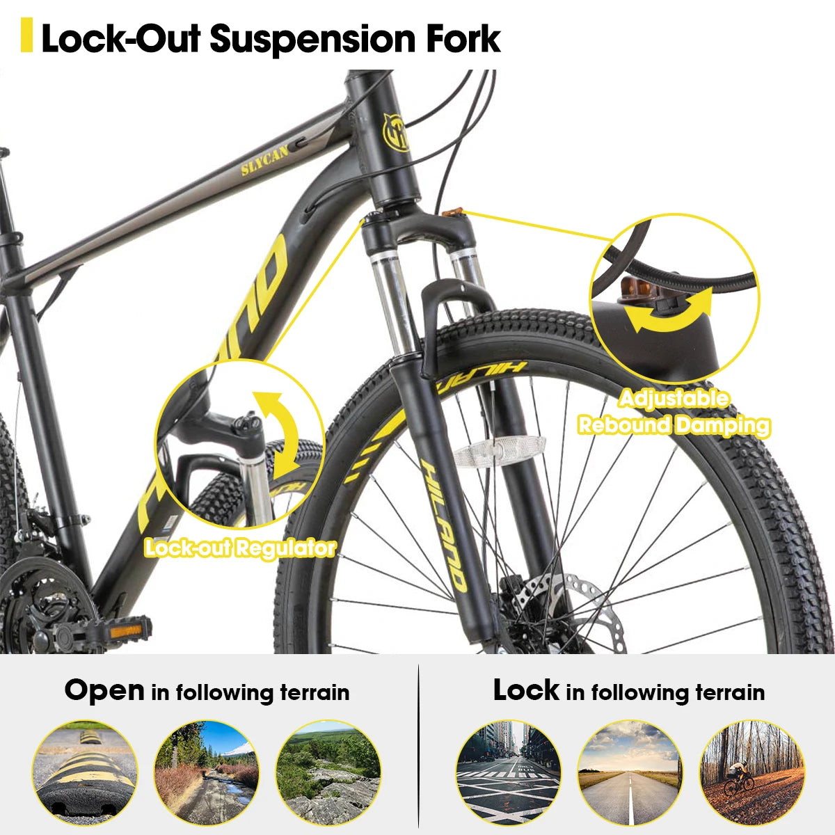 Experience rugged versatility on the Hiland Aluminum Mountain Bike, engineered for everyday adventures, delivering reliable performance whether you trail ride, commute, or push limits on rough terrain in any season for daily commuting and weekend