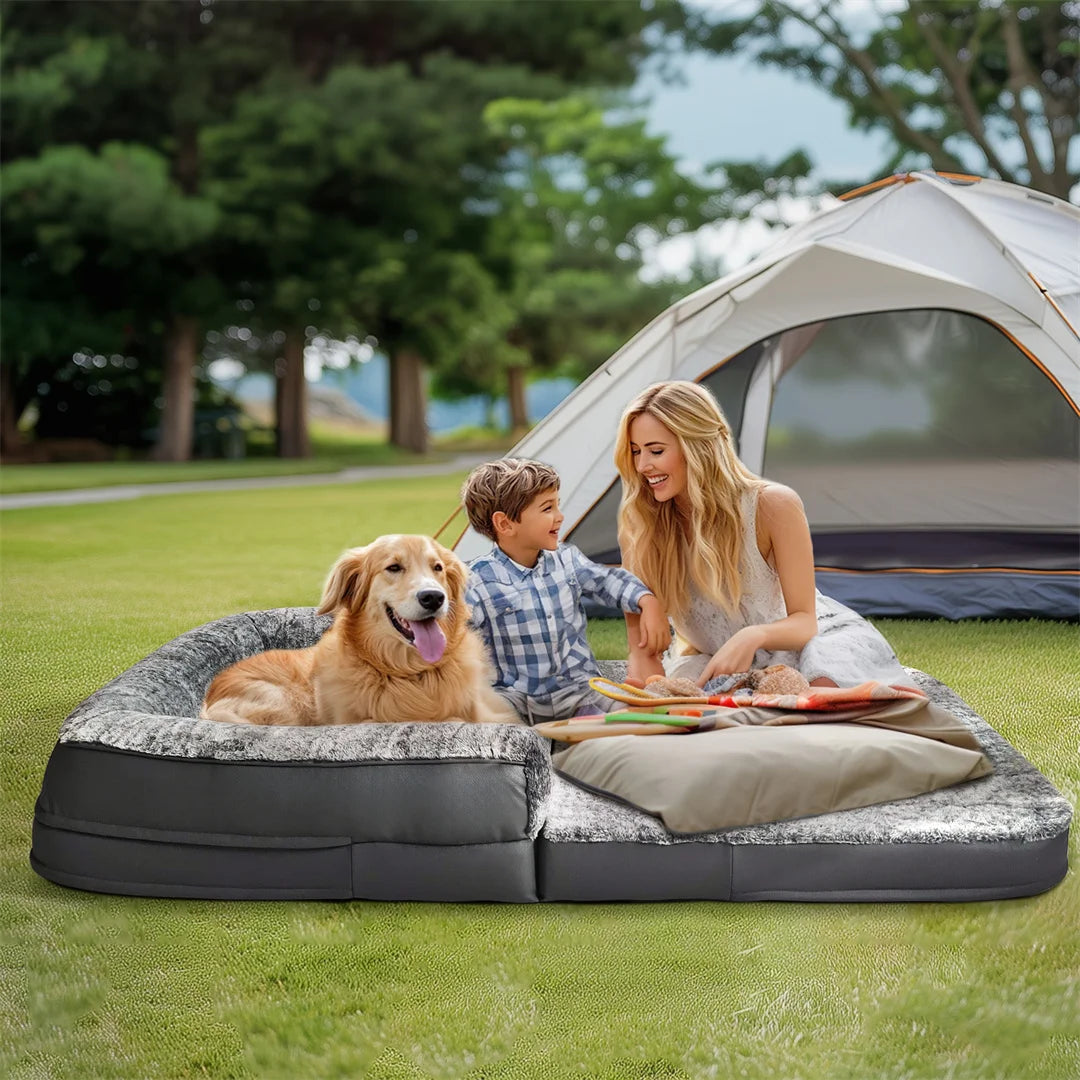 BINGOPAWC 180cm Giant Dog Bed Foldable Calming Plush Orthopedic
