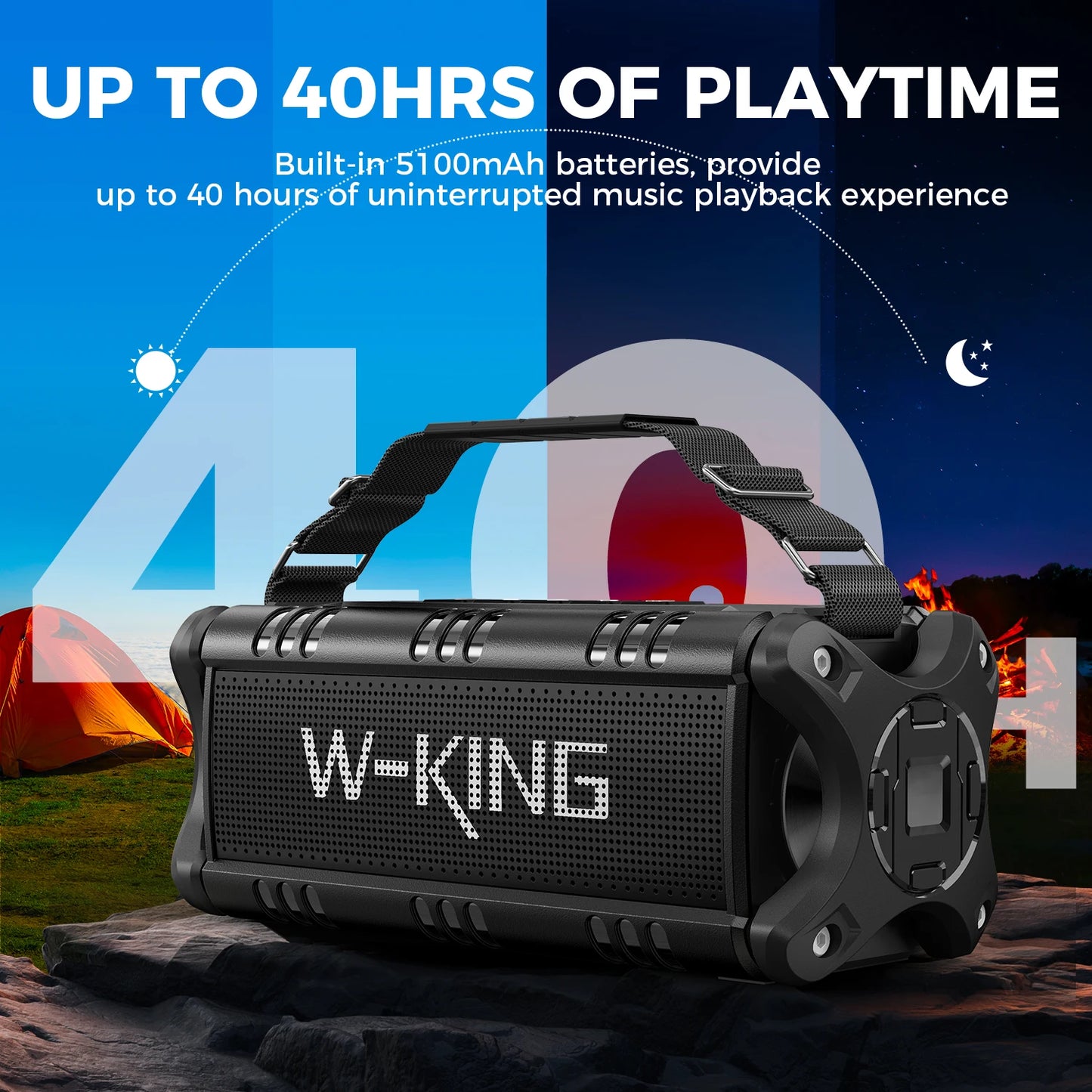 W King Bluetooth Speaker 90W Peak 50W RMS IPX6 Waterproof Outdoor Portable