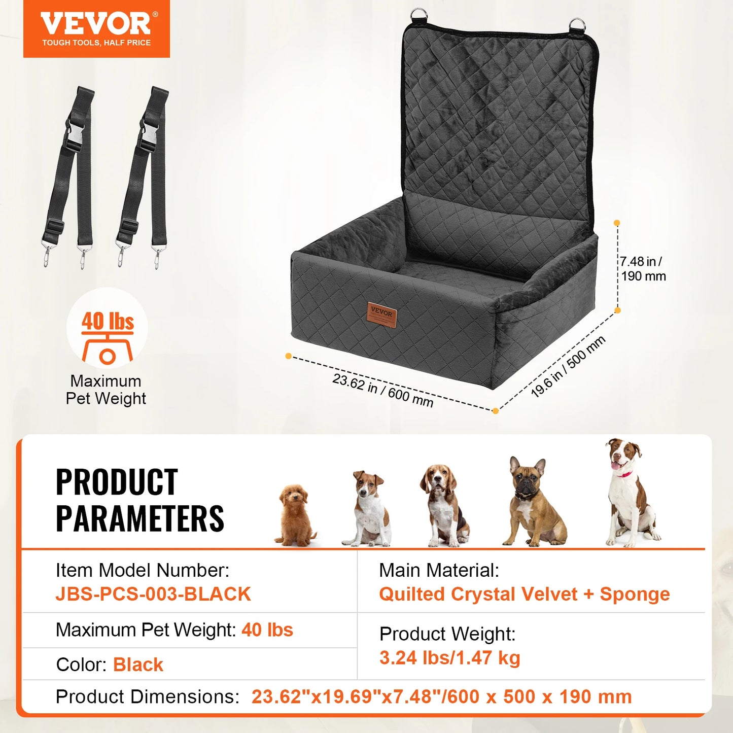 SucceBuy Waterproof Dog Car Seat Booster For Medium To Large Dogs