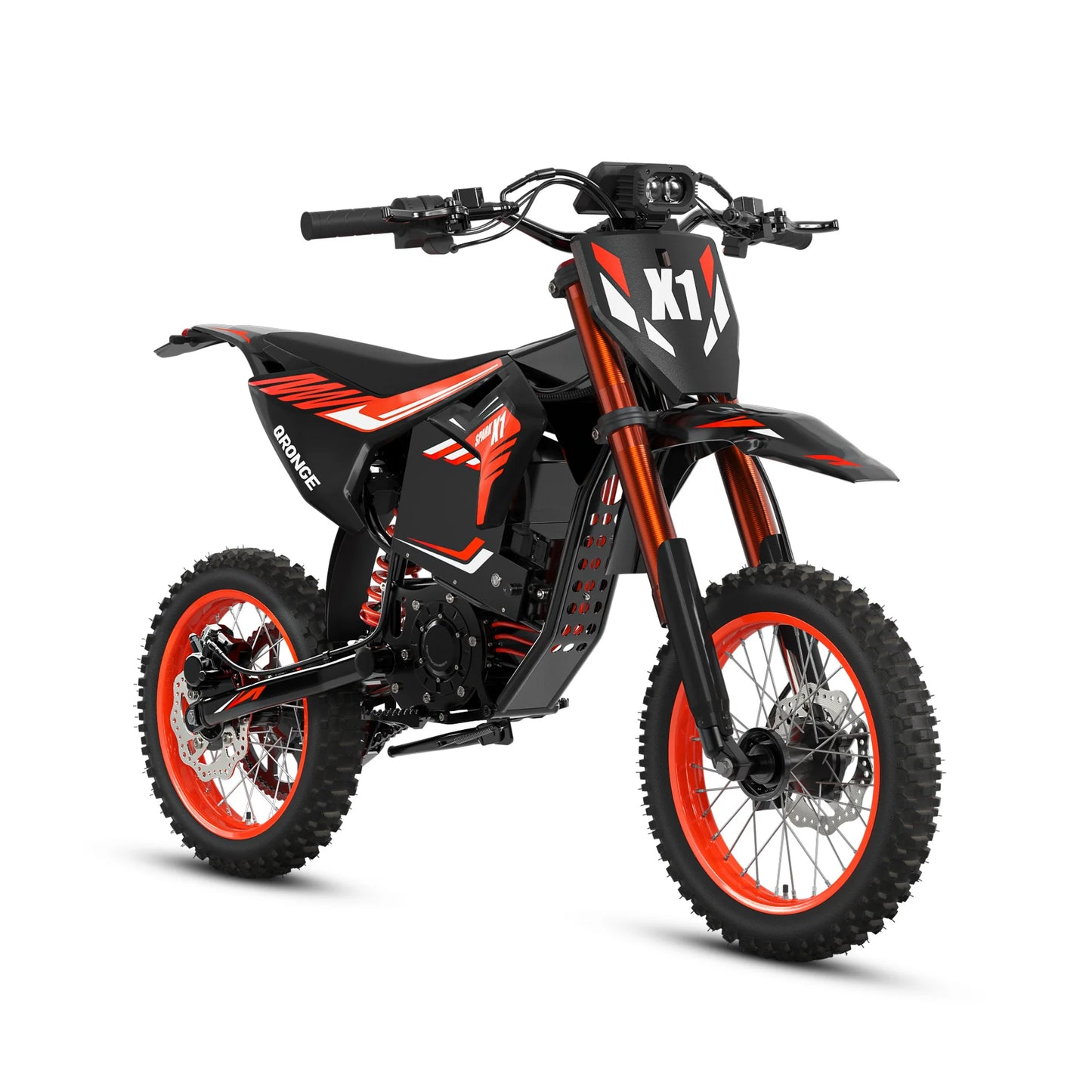 Experience rugged, trail-hardened performance with the QRONGE X1 Spark Electric Dirt Bike, delivering brutal torque, long-range confidence, and fearless handling on mud, shale, and steep climbs.