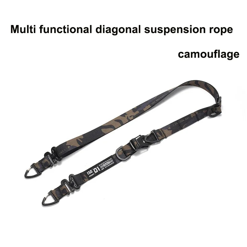 Outdoor multifunctional diagonal hanging rope with adjustable length and expandable single shoulder crossbody backpack strap