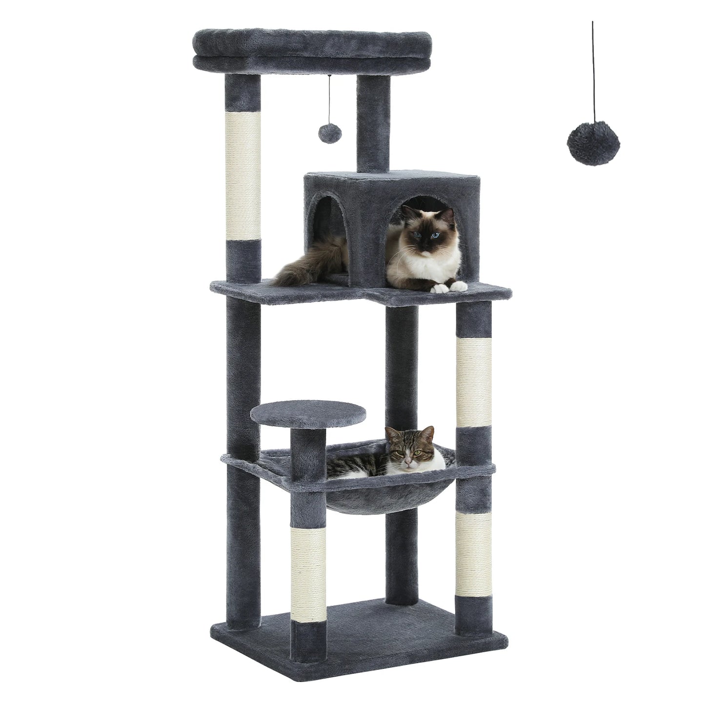Elevate your indoor cat's playtime with PAWZ Road's sturdy 5-Level cat tree, expertly designed to support large cats, encourage climbing, provide safe lounging perches, and fit stylishly into your living space.