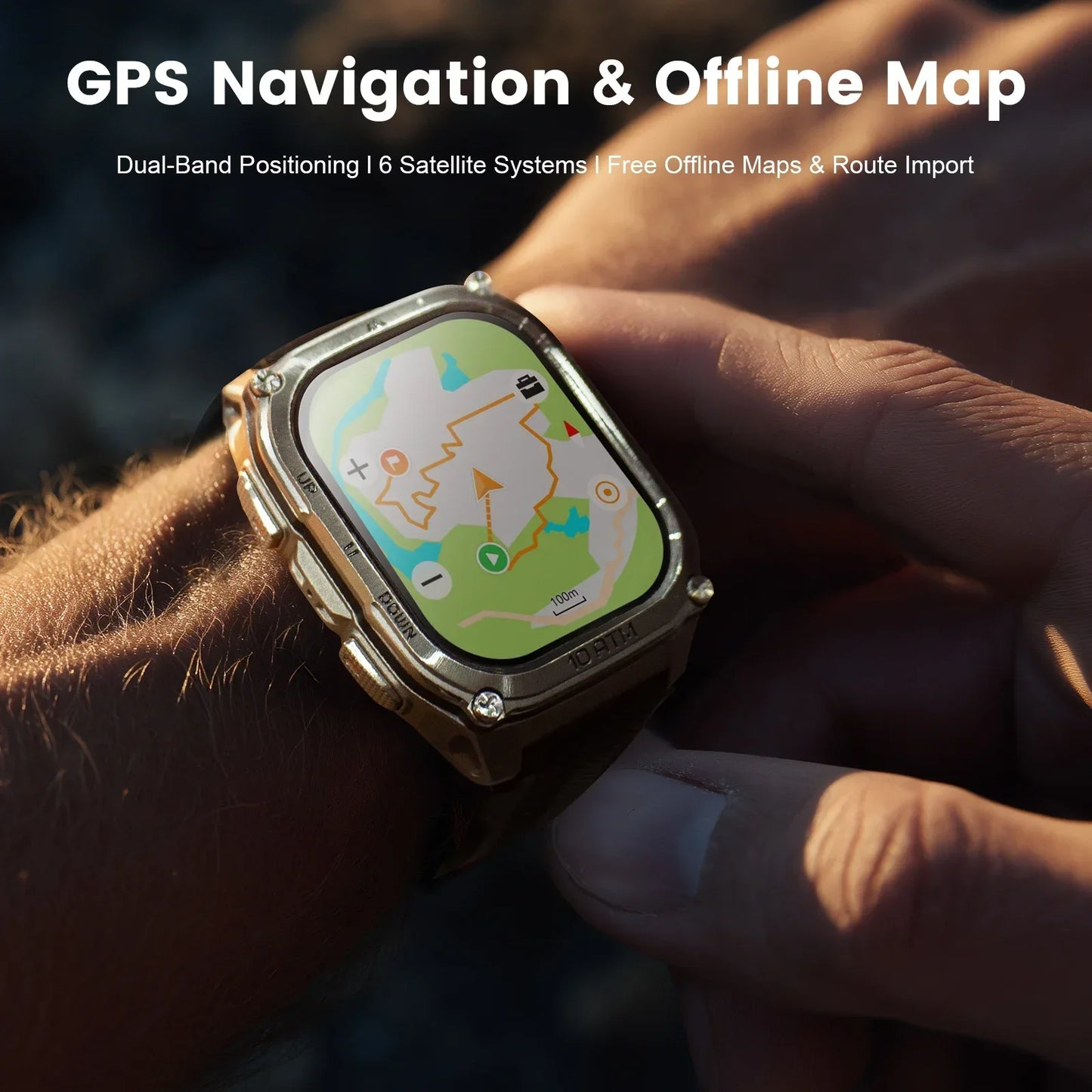KOSPET Tank M4 Smart Watch Stainless Steel GPS Offline Maps 10ATM Waterproof